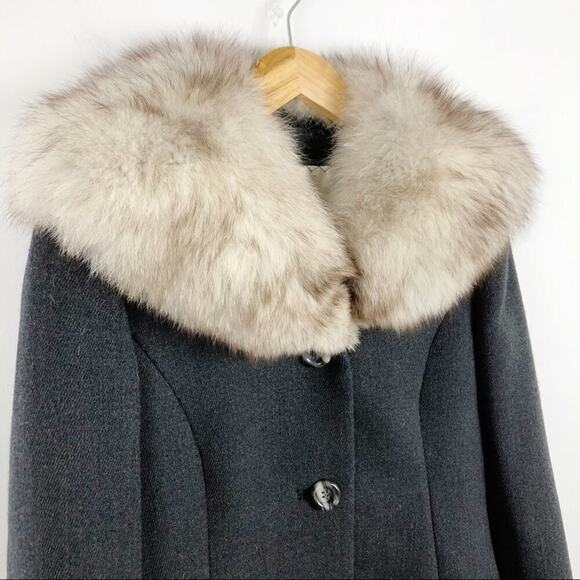 Vintage 1950s Claire Dratch Bethesda Fox Fur Collar Virgin Wool Jacket Coat S - Picture 4 of 16